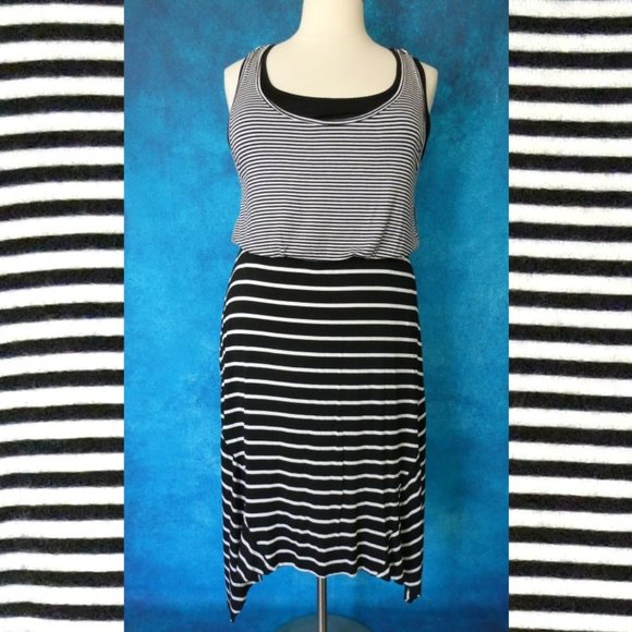 Style & Co. Black White Striped Tank Dress 2X - Picture 2 of 9